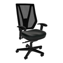 Load image into Gallery viewer, Sitmatic GoodFit Mesh Synchron High-Back Chair With Adjustable Arms, Black Polyurethane/Black