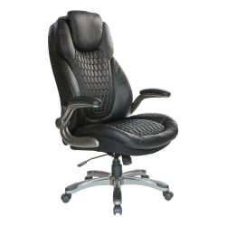 Office Star Ergonomic Bonded Leather High-Back Executive Chair, Black