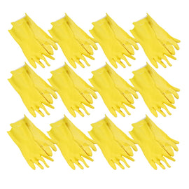 Boardwalk Flock-Lined Latex Cleaning Gloves, Large, Yellow, Pack Of 12 Pairs