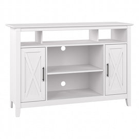 Bush Furniture Key West Tall TV Stand for 55in TV, 32-2/5inH x 48inW x 15-5/7inD, Pure White Oak, Standard Delivery