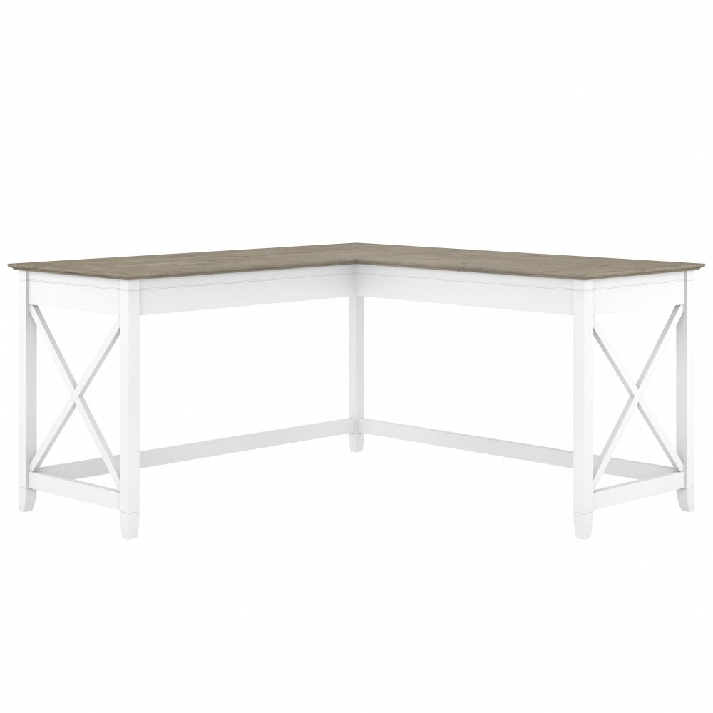 Bush Business Furniture Key West 60inW L-Shaped Corner Desk, Shiplap Gray/Pure White, Standard Delivery
