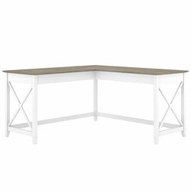 Bush Business Furniture Key West 60inW L-Shaped Corner Desk, Shiplap Gray/Pure White, Standard Delivery