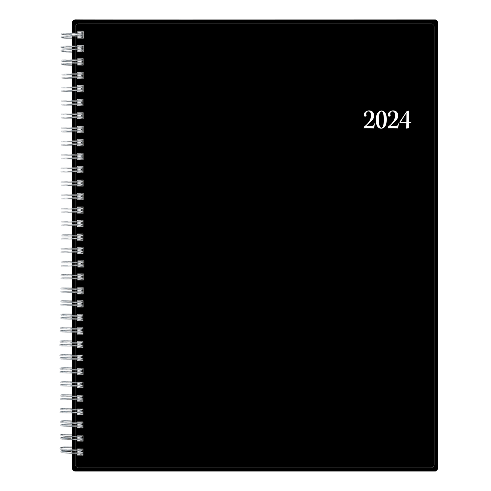 2024 Blue Sky Weekly/Monthly Appointment Book, 8-1/2in x 11, 50% Recycled, Solid Black, January To December 2024 , 111289