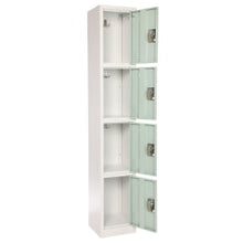 Load image into Gallery viewer, Alpine AdirOffice 4-Tier Steel Lockers, 72inH x 12inW x 12inD, Misty Green, Pack Of 4 Lockers