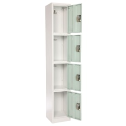 Alpine AdirOffice 4-Tier Steel Lockers, 72inH x 12inW x 12inD, Misty Green, Pack Of 4 Lockers