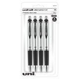 uni-ball RT Retractable Gel Pens, Gel Impact, Bold Point, 1.0 mm, Silver Barrels, Black Ink, Pack Of 4