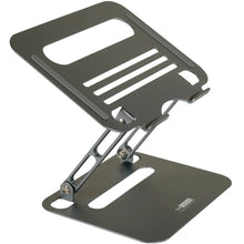 Load image into Gallery viewer, RISE desktop laptop stand ergonomic adjustable height tilt space gray - RISE adjustable height tilt laptop desk stand. Small portable ergonomic aluminum notebook computer riser laptop desk stand workstation cooling cooler Space Gray