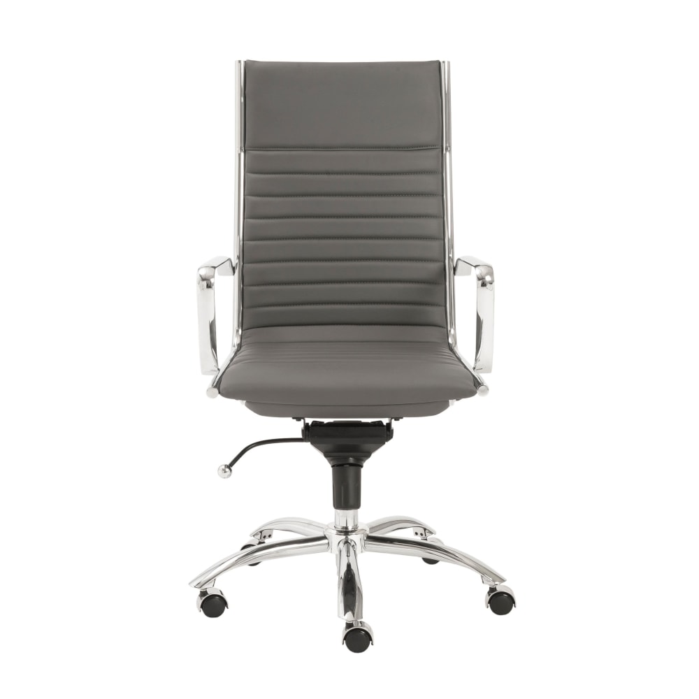Eurostyle Dirk Faux Leather High-Back Commercial Office Chair, Chrome/Gray