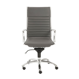 Eurostyle Dirk Faux Leather High-Back Commercial Office Chair, Chrome/Gray