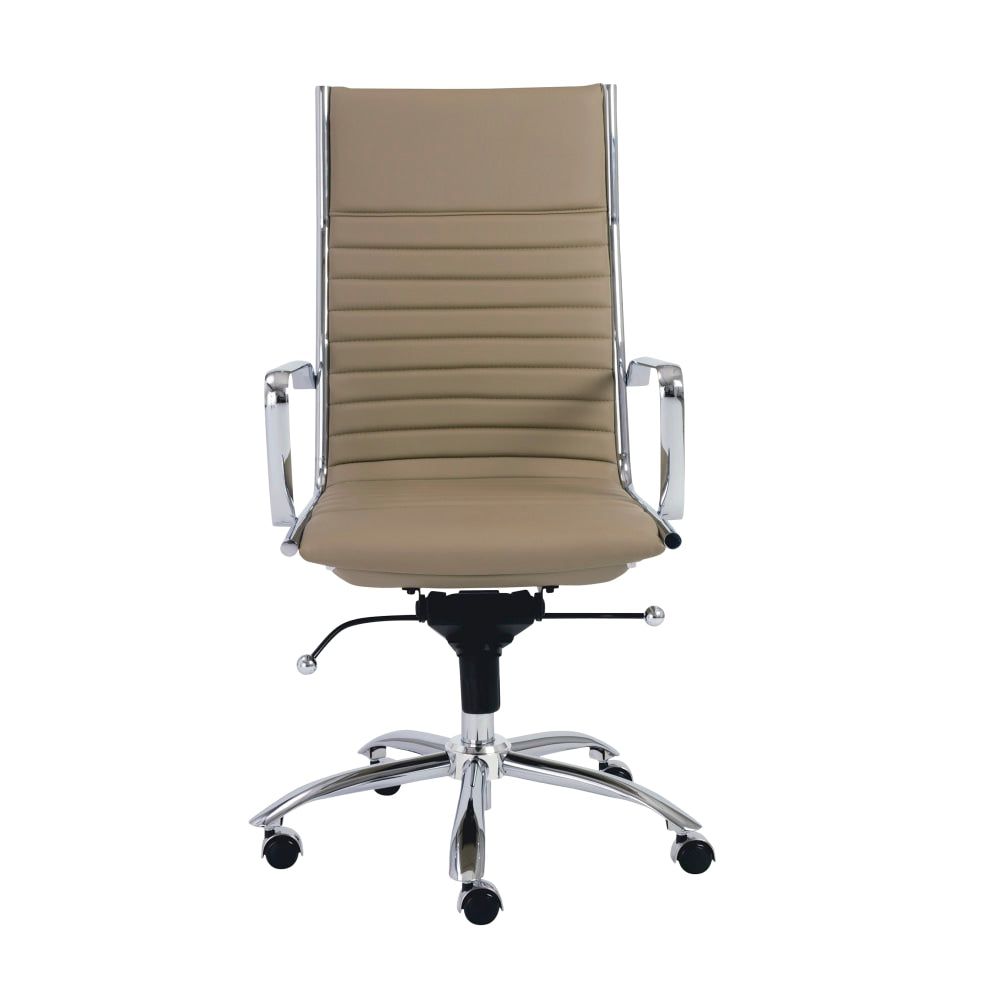 Eurostyle Dirk Faux Leather High-Back Commercial Office Chair, Chrome/Taupe