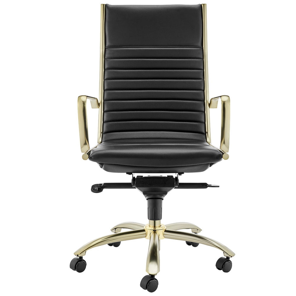 Eurostyle Dirk Faux Leather High-Back Commercial Office Chair, Matte Gold/Black