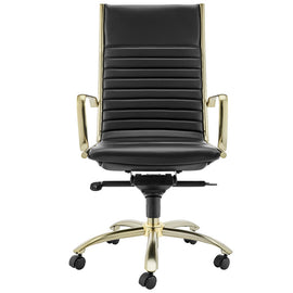 Eurostyle Dirk Faux Leather High-Back Commercial Office Chair, Matte Gold/Black