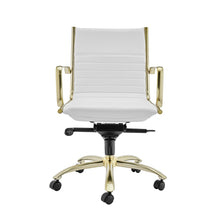 Load image into Gallery viewer, Eurostyle Dirk Faux Leather Low-Back Commercial Office Chair, Matte Gold/White
