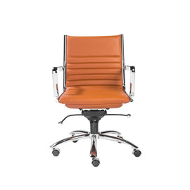 Eurostyle Dirk Faux Leather Low-Back Commercial Office Chair, Chrome/Cognac