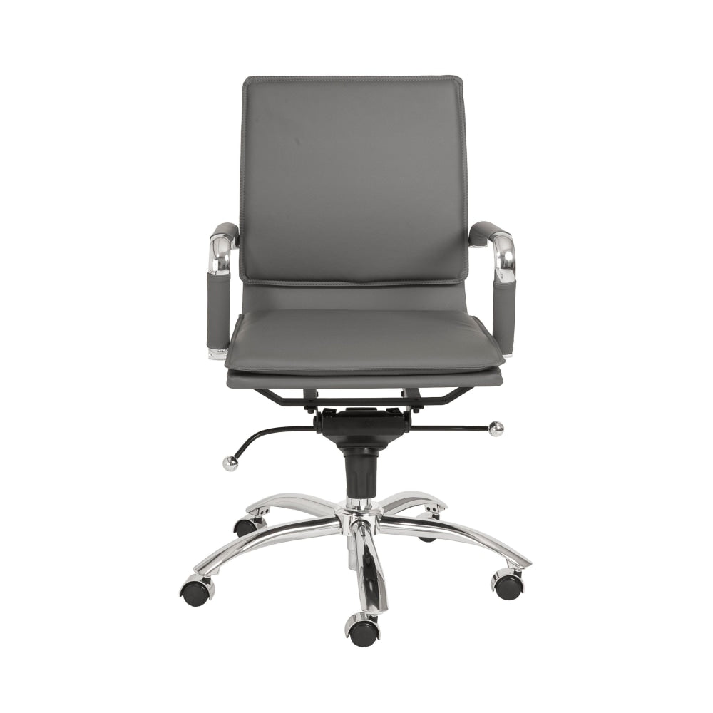 Eurostyle Gunar Pro Faux Leather Low-Back Commercial Office Chair, Chrome/Gray