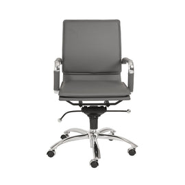 Eurostyle Gunar Pro Faux Leather Low-Back Commercial Office Chair, Chrome/Gray