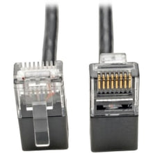 Load image into Gallery viewer, Tripp Lite Cat6 Gigabit Patch Cable Snagless Right-Angle UTP Slim Black 2ft - 128 MB/s - Patch Cable - 2 ft - 1 x RJ-45 Male Network - 1 x RJ-45 Male Network - Black