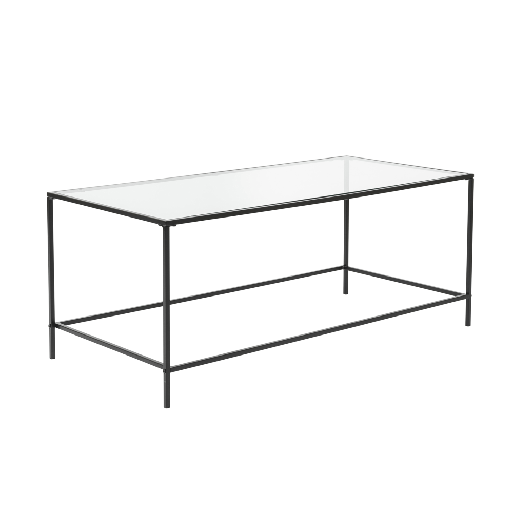 Eurostyle Arvi Coffee Table, 18-1/8inH x 43-1/3inW x 20-7/8inD, Black/Clear