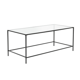 Eurostyle Arvi Coffee Table, 18-1/8inH x 43-1/3inW x 20-7/8inD, Black/Clear