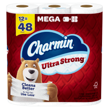 Load image into Gallery viewer, Charmin Ultra Strong Toilet Paper Mega Rolls, 4in x 4in, 242 Sheets Per Roll, Pack Of 12 Rolls