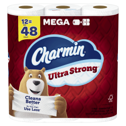 Charmin Ultra Strong Toilet Paper Mega Rolls, 4in x 4in, 242 Sheets Per Roll, Pack Of 12 Rolls