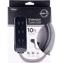 Load image into Gallery viewer, Cordinate 3-Outlet 16-Gauge Extension Cord With Surge Protection, 10ft, Black/White