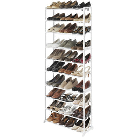 Whitmor 6780-3048-WHT Shoe Rack - 60 x Shoes - 54.8in Height x 22.5in Width x 9in Depth - Floor - Durable - White - Resin, Metal - 1