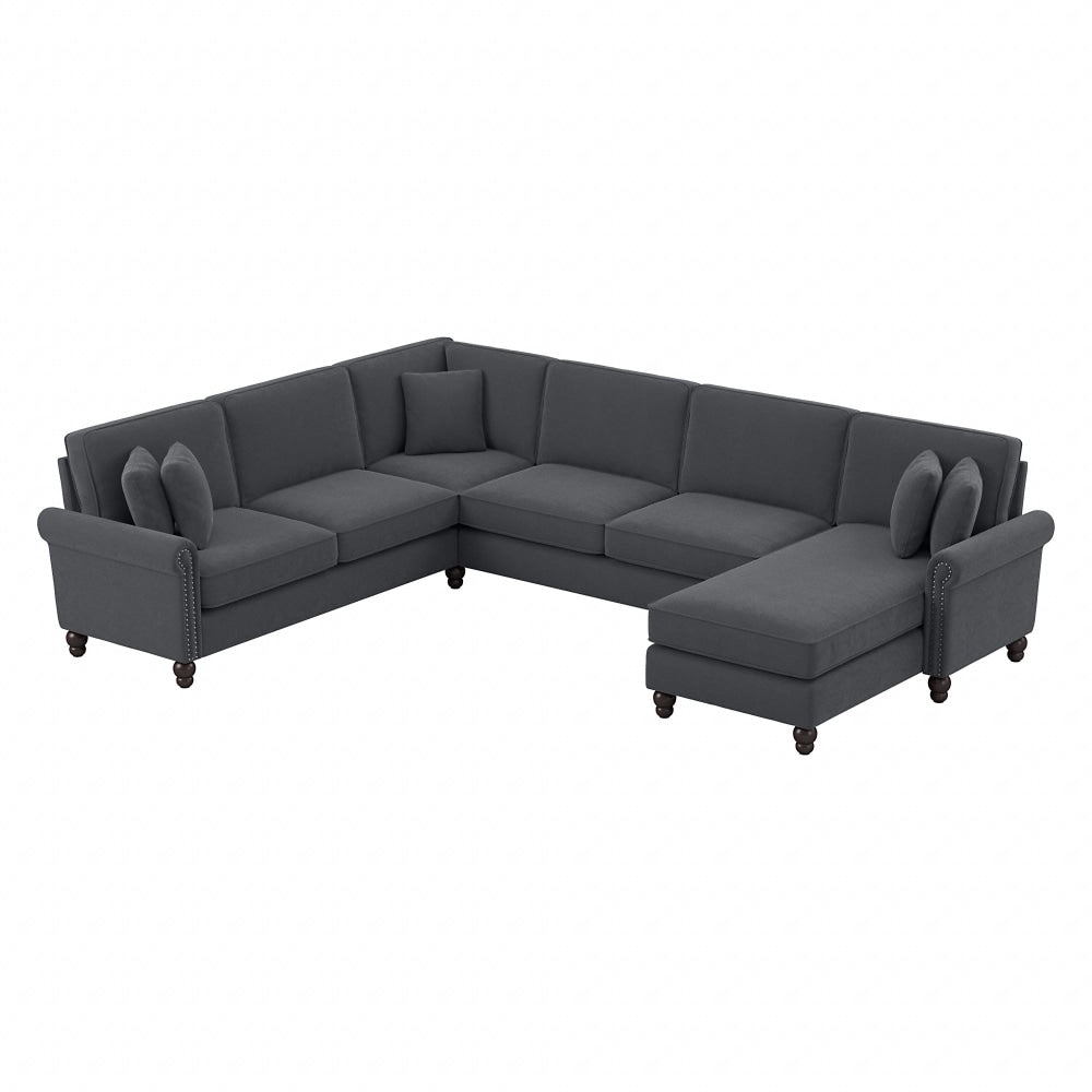 Bush Furniture Coventry 128inW U-Shaped Sectional Couch With Reversible Chaise Lounge, Dark Gray, Standard Delivery