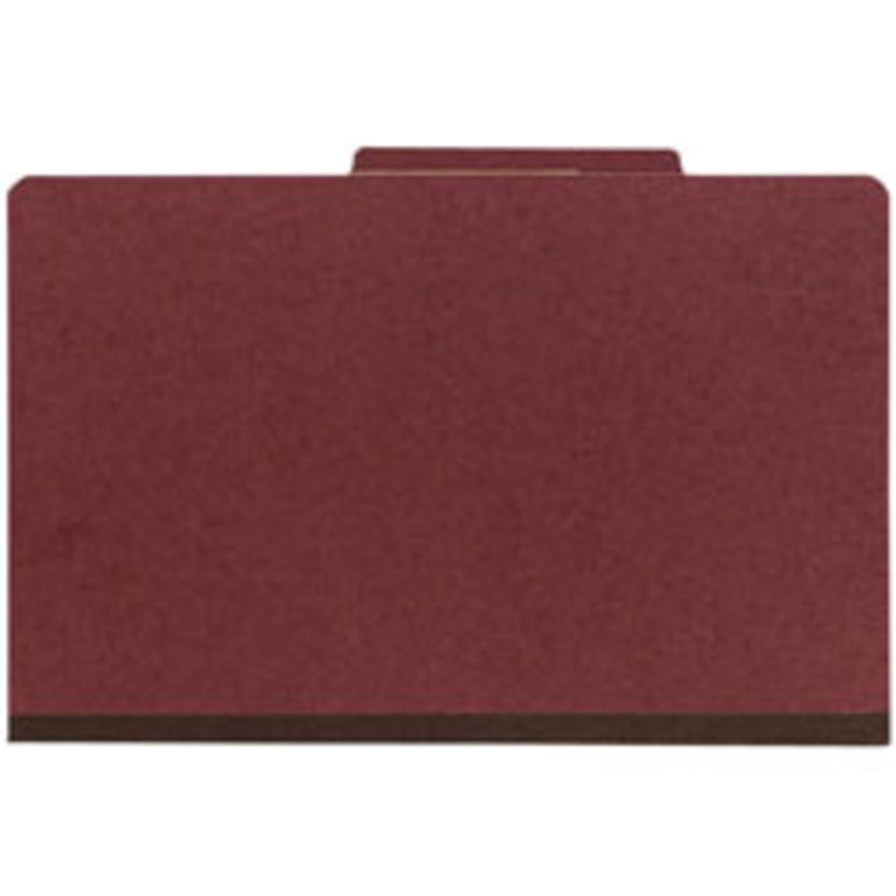 Office Depot Brand Pressboard Classification Folder, 2 Dividers, 6 Partitions, 1/3 Cut, Legal Size, 30% Recycled, Red/Brown