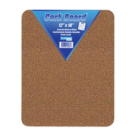 Flipside Cork Bulletin Board, 12in x 18in x 1/2in, Wood Frame With Brown Finish