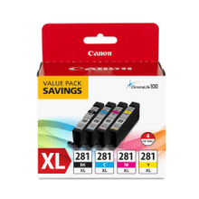 Load image into Gallery viewer, Canon CLI-281XL ChromaLife 100+ Black; Cyan; Magenta; Yellow High-Yield Ink Tanks, Pack Of 4, 2091C005