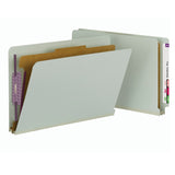 Smead Full End-Tab Classification Folder With SafeSHIELD Fastener, 1 Divider, 4 Partitions, Straight Cut, Legal Size, Gray/Green