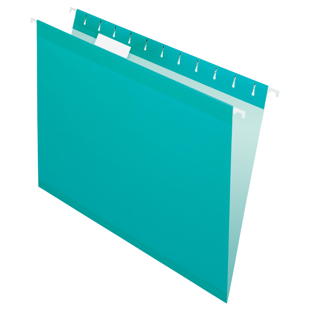 Pendaflex Premium Reinforced Color Hanging Folders, Letter Size, Aqua, Pack Of 25