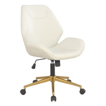 Load image into Gallery viewer, Office Star Reseda Ergonomic Faux Leather Mid-Back Office Chair, White/Gold