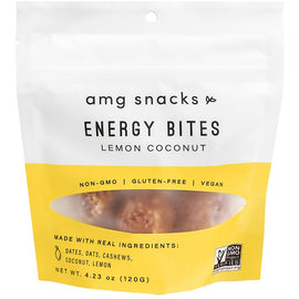 AMG Snacks Lemon Coconut Energy Bites, 4.2 Oz, Pack Of 6
