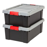 IRIS Store It All Plastic Storage Totes, 10 Gallons, 9 3/8in x 17 5/8in x 24 7/8in, Black, Case Of 2