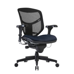 WorkPro Quantum 9000 Series Ergonomic Mesh/Antimicrobial Vinyl Mid-Back Chair, Black/Navy, BIFMA Compliant