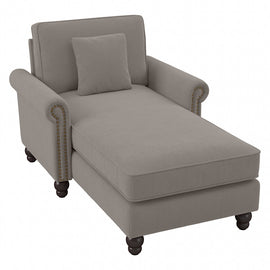 Bush Furniture Coventry Chaise Lounge With Arms, Beige Herringbone, Standard Delivery