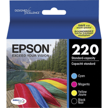 Load image into Gallery viewer, Epson DURABrite Ultra 220 Original Standard Yield Inkjet Ink Cartridge - Combo Pack - Black, Cyan, Magenta, Yellow - 1 Each - Inkjet - Standard Yield - 1 / Each