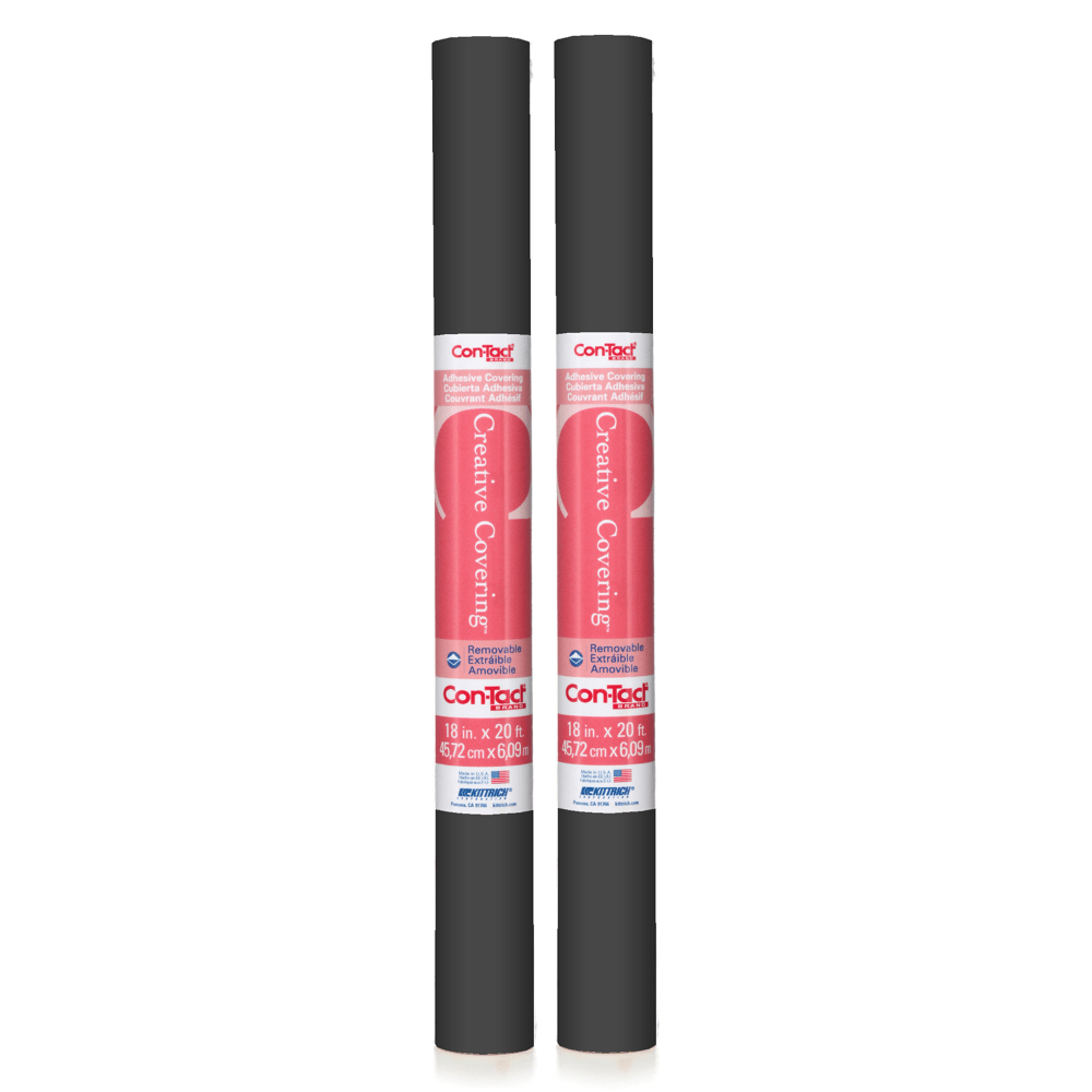 Kittrich Con-Tact Adhesive Rolls, 18in x 20ft, Black, Set Of 2 Rolls