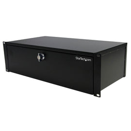 StarTech.com Steel Rack-Mount Locking Storage Drawer, 5 1/4inH x 19inW x 9 3/4inD, Black