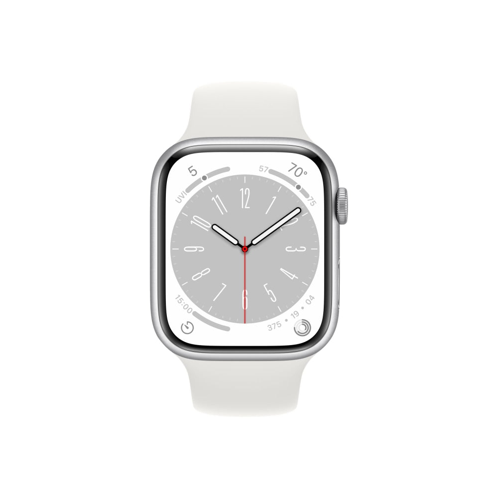 Apple Series 8 Smart Watch, 32 GB, 1.77in, Silver/White