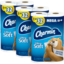 Load image into Gallery viewer, Charmin Ultra Soft 2-Ply Mega Roll Toilet Paper, 264 Sheets Per Roll, 8 Rolls Per Pack, Case Of 3 packs