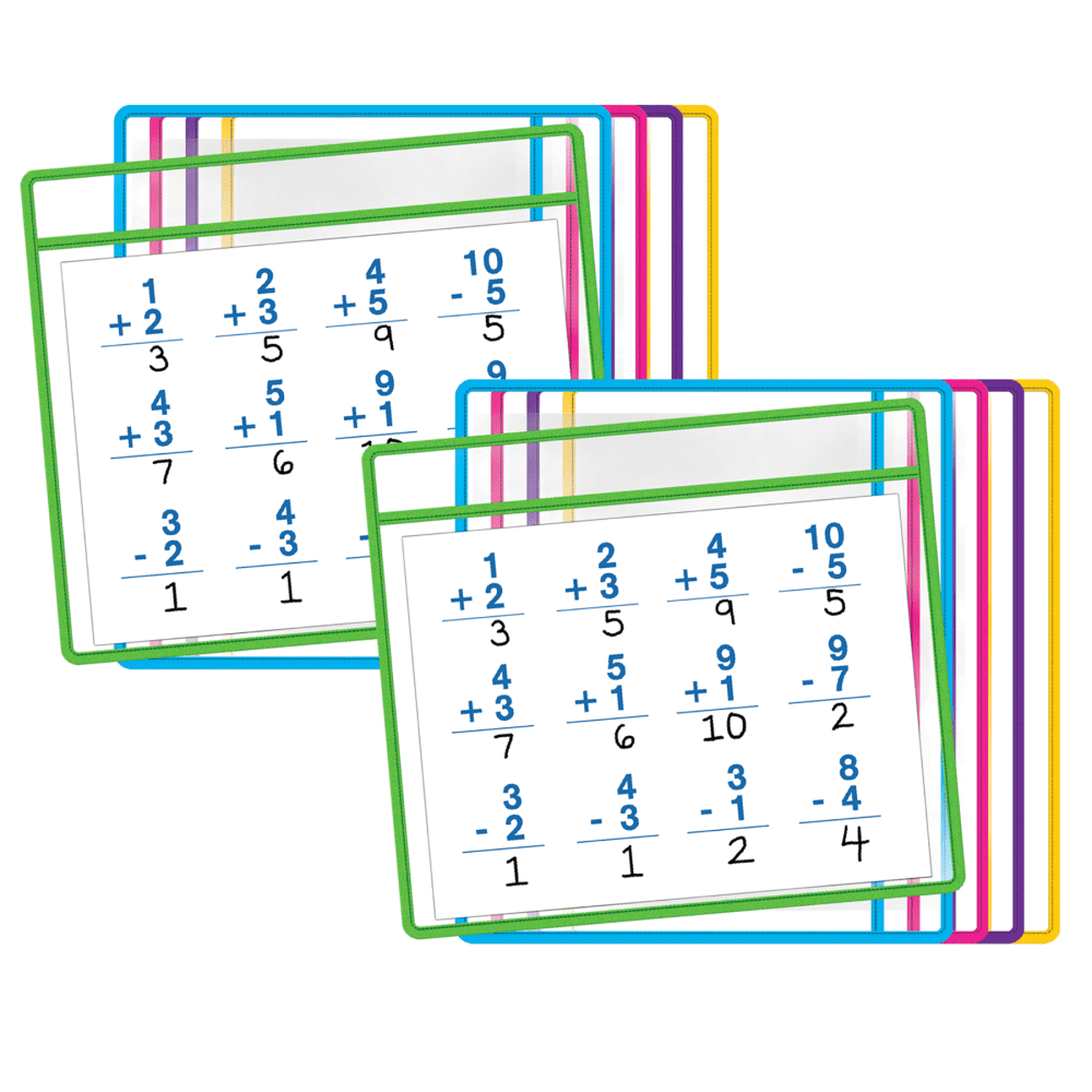 Teacher Created Resources Dry-Erase Pockets, 8-1/2in x 11in, Clear, 5 Per Pack, Set Of 2 Packs