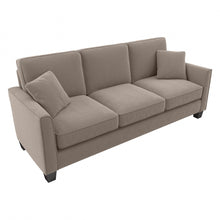 Load image into Gallery viewer, Bush Furniture Flare Microsuede Fabric Sofa, 35-3/4inH x 85inW x 33-1/2inD, Tan, Standard Delivery