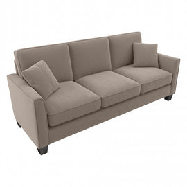 Bush Furniture Flare Microsuede Fabric Sofa, 35-3/4inH x 85inW x 33-1/2inD, Tan, Standard Delivery