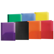 Load image into Gallery viewer, Office Depot Brand School-Grade 3-Prong Poly Folders, 8-1/2in x 11in, Letter Size, Assorted Colors, Pack Of 48 Folders