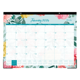 2024 Blue Sky Reflections Monthly Desk Pad Calendar, 22in x 17in, January to December 2024, 117886