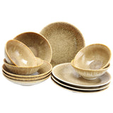 Gibson Elite Ombre 12-Piece Double Bowl Dinnerware Set, Chestnut