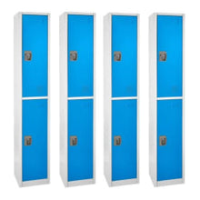 Load image into Gallery viewer, Alpine 2-Tier Steel Lockers, 72inH x 12inW x 12inD, Blue, Set Of 4 Lockers